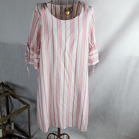 Skies are Blue Anthropologie Cotton & Rayon Striped Dress Size L - Picture 1 of 9